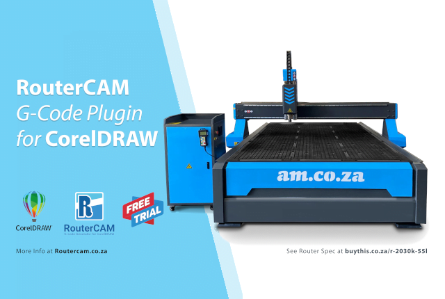 AM.CO.ZA introduces RouterCAM G-Code CorelDRAW Plugin for CNC Routers