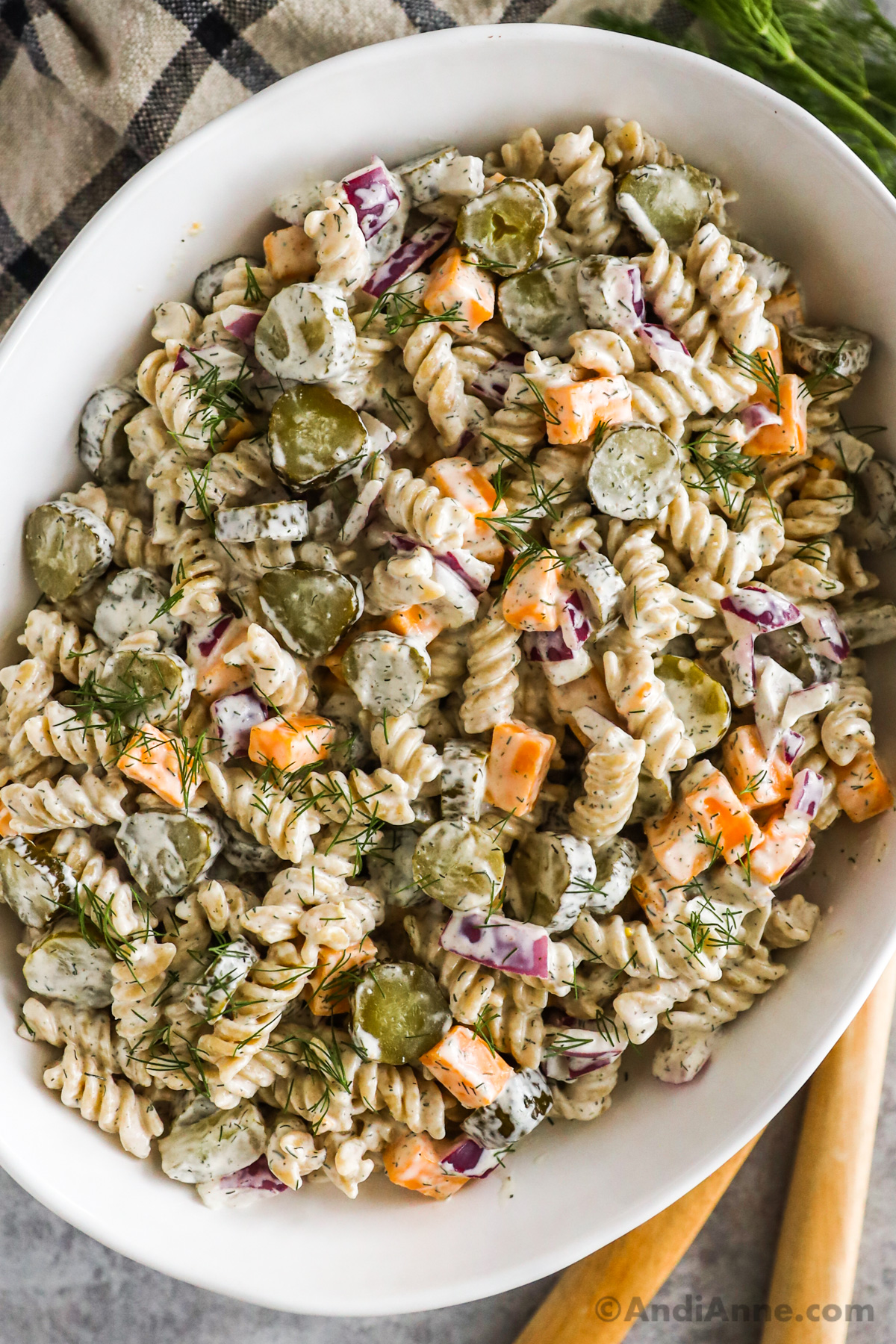 Dill Pickle Pasta Salad • The Pink Brain